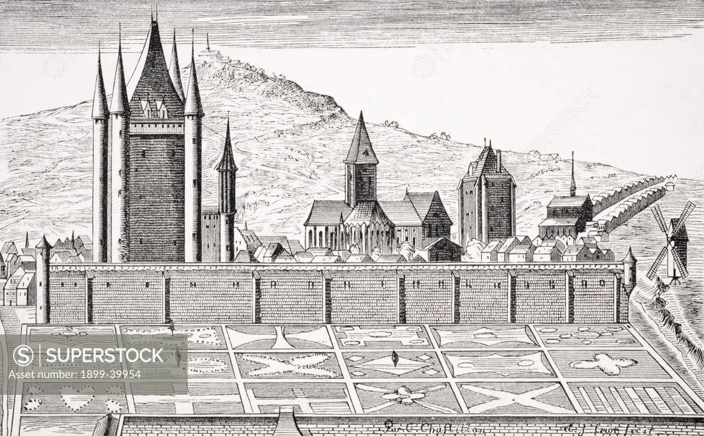 The Tower of the Temple in Paris from an engraving of the Topography of Paris