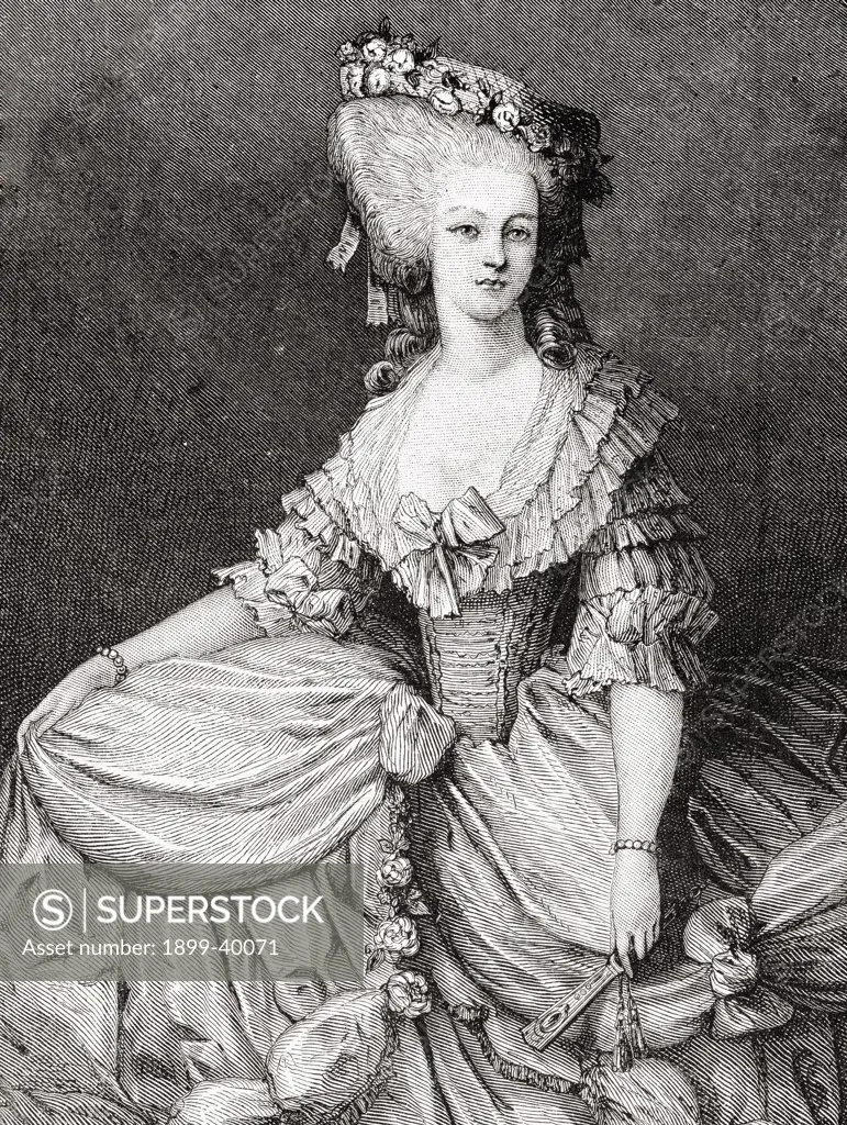 Princesse de Lamballe, Marie Therese Louise de Savoie-Carignan, 1749 - 1792. Intimate companion of Marie-Antoinette.Engraved by Pannemaker-Ligny after Viollat. From ""Histoire de la Revolution Francaise"" by Louis Blanc.