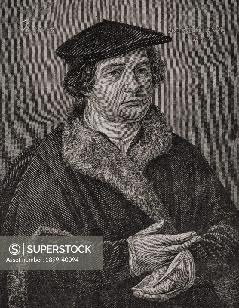 Martin Luther,1483-1546. German theologian and religious reformer.Engraved by Pannemaker-Ligny after H Catenaggi. From ""Histoire de la Revolution Francaise"" by Louis Blanc.