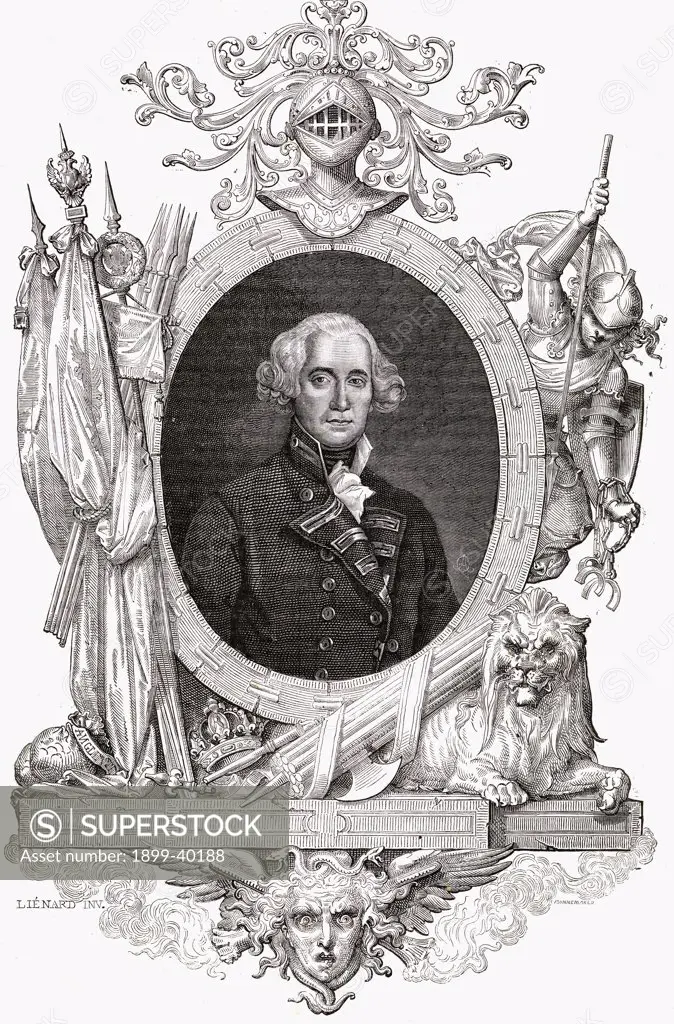 Richard Howe,1st Earl Howe,1726-1799. British Admiral. Engraved by Pannemaker-Ligny after Lienard. From ""Histoire de la Revolution Francaise"" by Louis Blanc.
