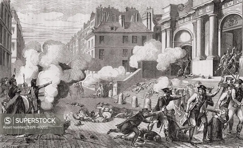 Insurrection of the day of 13 Vendemiaire, year III, 5 October 1795. Copied from a contemporary print. From ""Histoire de la Revolution Francaise"" by Louis Blanc.