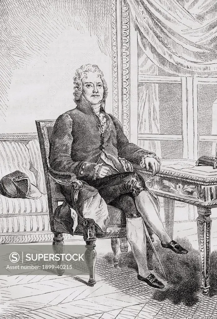 Charles Maurice de Talleyrand-Perigord, 1754-1838. French politician and diplomat.Engraved by Launy-Marchand after E. Parmentier. From ""Histoire de la Revolution Francaise"" by Louis Blanc.