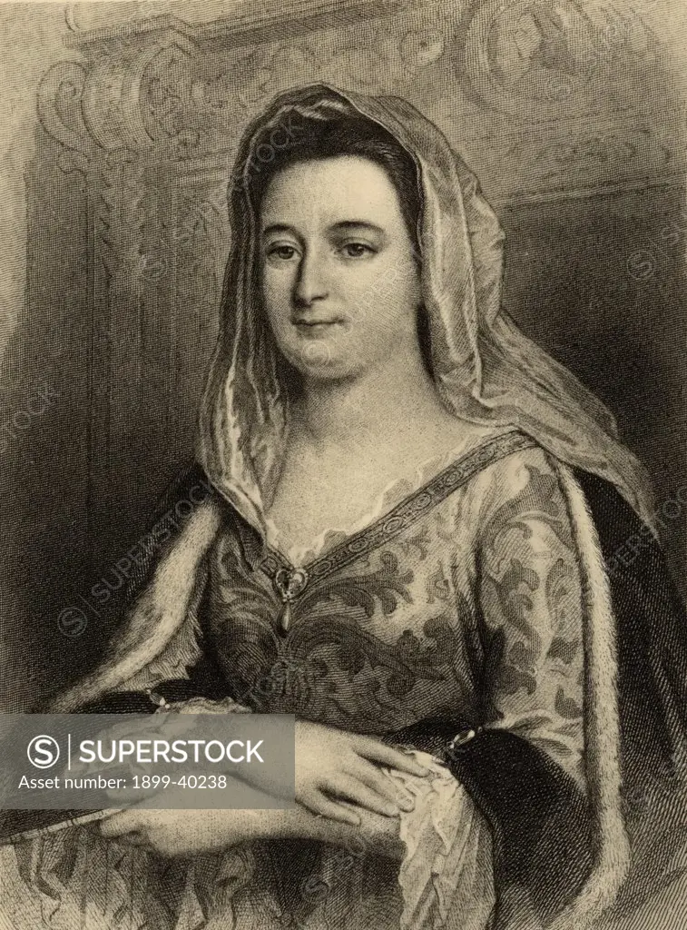Francoise d'Aubigne Maintenon, aka Madame de Maintenon, 1635-1719. Second wife of Louis XIV. Photo-etching after the painting by Stael. From the book ' Lady Jackson's Works, Old Paris II, It's Court and Literary Salons' Published London 1899.