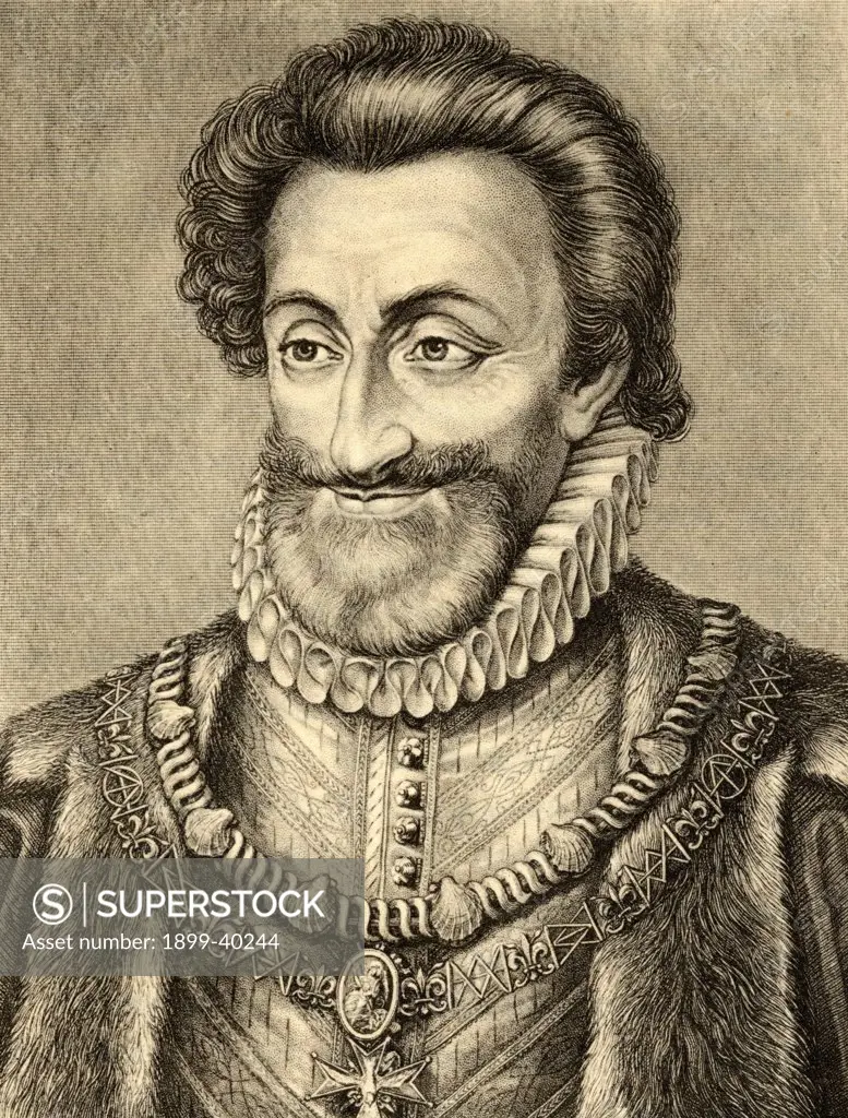 Henry IV aka Henry of Navarre or Bourbon, 1553-1610, King of Navarre(as Henry III)1572-89, First Bourbon king of France, 1589-1610. Photo-etching after the engraving by Robert Graves. From the book ' Lady Jackson's Works Old Paris I, It's Court and Literary Salons' Published London 1899.