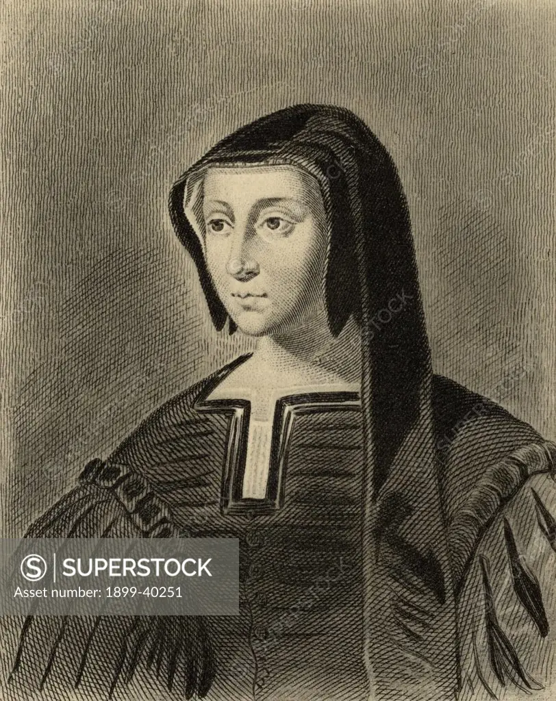Louise of Savoy, Duchess d'Angouleme 1476-1531. Regent of France, mother of Francis I of France. Photo-etching from the painting in the Chateau de Beauregarde. From the book ' Lady Jackson's Works, V. The Court of France, I' Published London 1899.