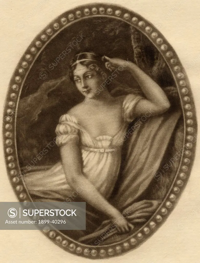 Empress Josephine, 1763-1814. Original name Marie-Josephe-Rose-Tascher De La Pagerie, also Josephine Bonaparte. Late Empress Queen of France and Italy. Original mezzotint by G.W.H.Ritchie. From the book ' Lady Jackson's Works XII. The French Court and Society II' Published London 1899.