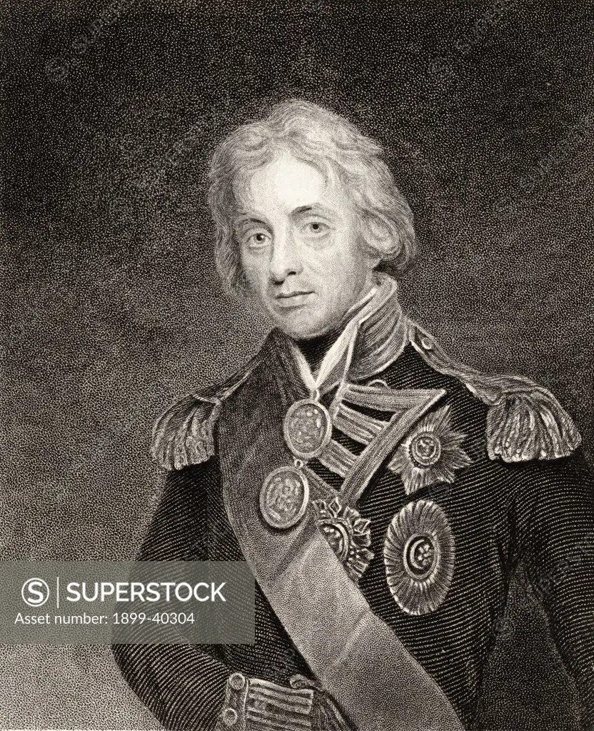 Horatio Nelson ,Viscount Nelson,Lord Nelson, 1758-1805. British naval commander. 19th century print engraved by T. Woolnoth from an original picture by Hoppner in her majesty's collection at St. James's Palace.