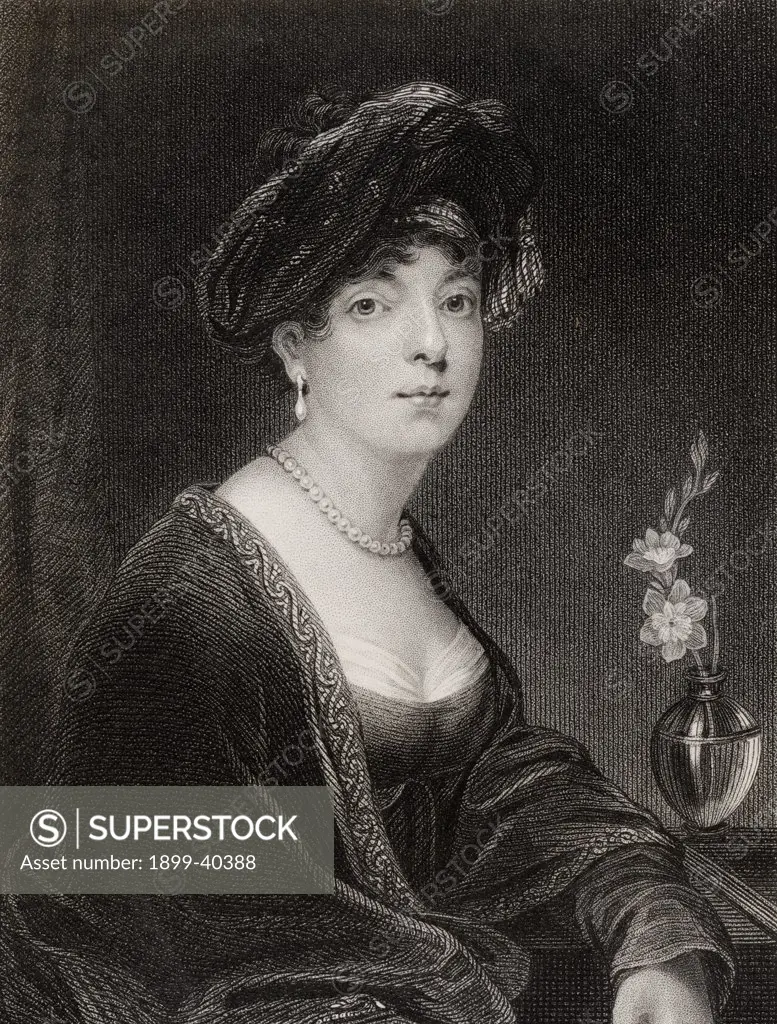 Elizabeth Sutherland-Gower. Marchioness of Stafford, Countess of Sutherland, Baroness of Strathnaver. 1765-1839. Engraved by S. Freeman after T.Phillips. From the book 'National Portrait Gallery Volume I' published 1830.