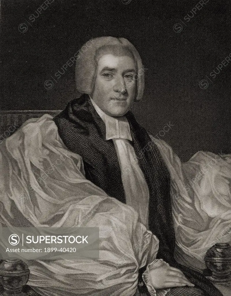 Reverend William Carey, 1769-1846. Lord Bishop of Exeter,1820 and Bishop of St.Asaph 1830-1846.Engraved by T.A.Dean after S.W.Reynolds. From the book 'National Portrait Gallery Volume I' published 1830.