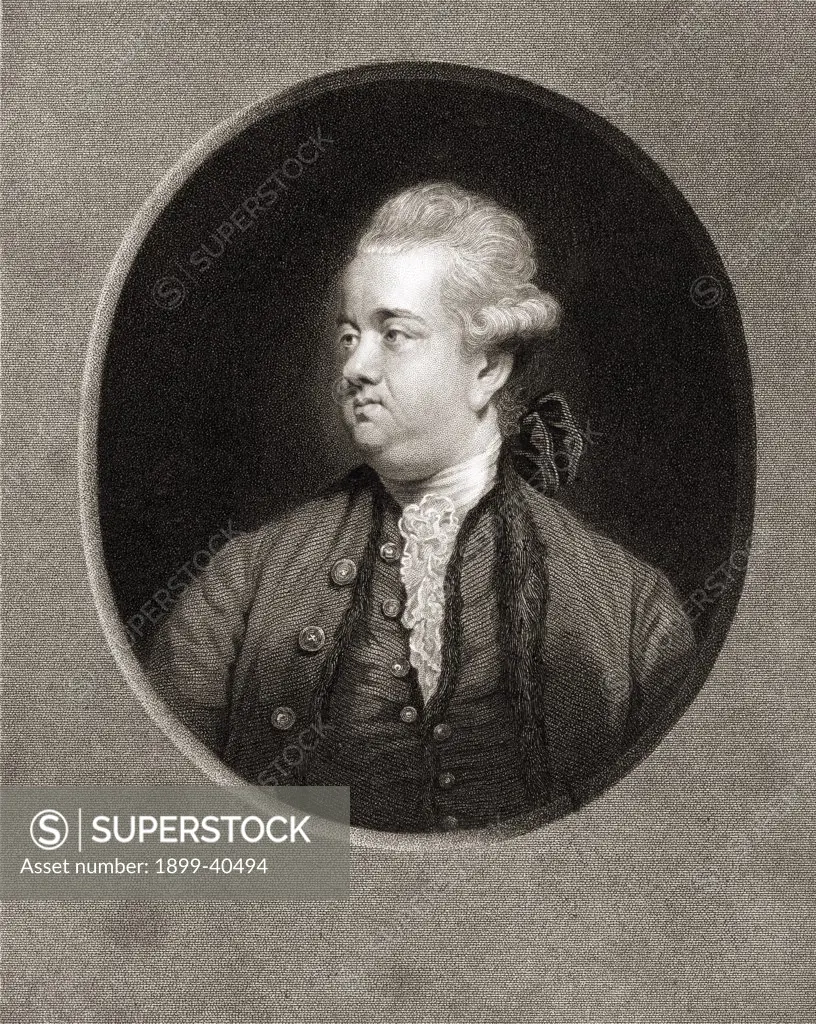 Edward Gibbon 1737-1794. English rationalist, historian and scholar. From the book 'Gallery of Portraits' published London 1833.