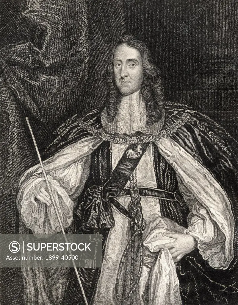 Edward Montagu, 2nd. Earl of Manchester, Viscount Mandeville, 1602-1671. Parliamentary general in English Civil War. From the book 'Lodge's British Portraits' published London 1823.