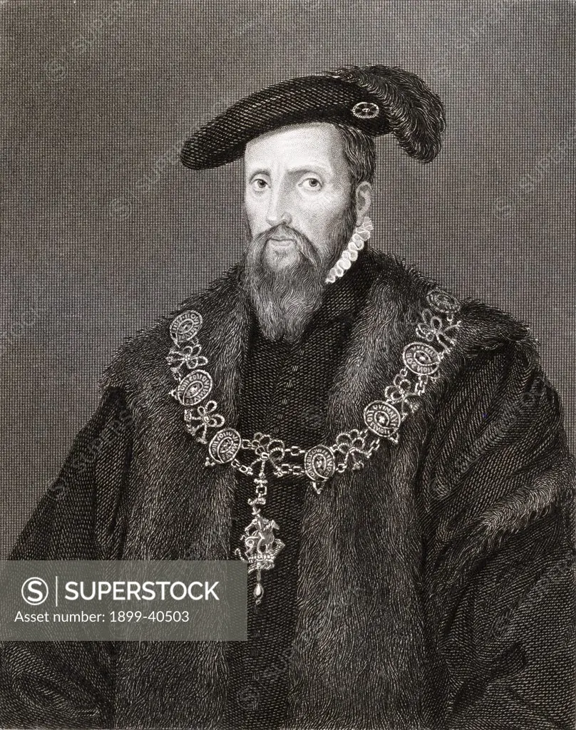 Edward Seymour 1st Duke of Somerset, Baron Seymour of Hache,(aka The Protector) c.1500/6-1552. Protector of England during minority of Edward VI. From the book 'Lodge's British Portraits' published London 1823.