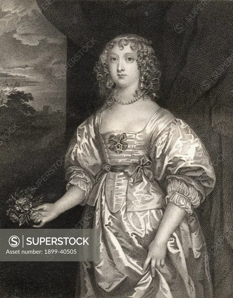 Elizabeth Cecil Countess of Devonshire, c.1619-1689. Wife of William Cavendish, 3rd Earl of Devonshire. From the book 'Lodge's British Portraits' published London 1823.
