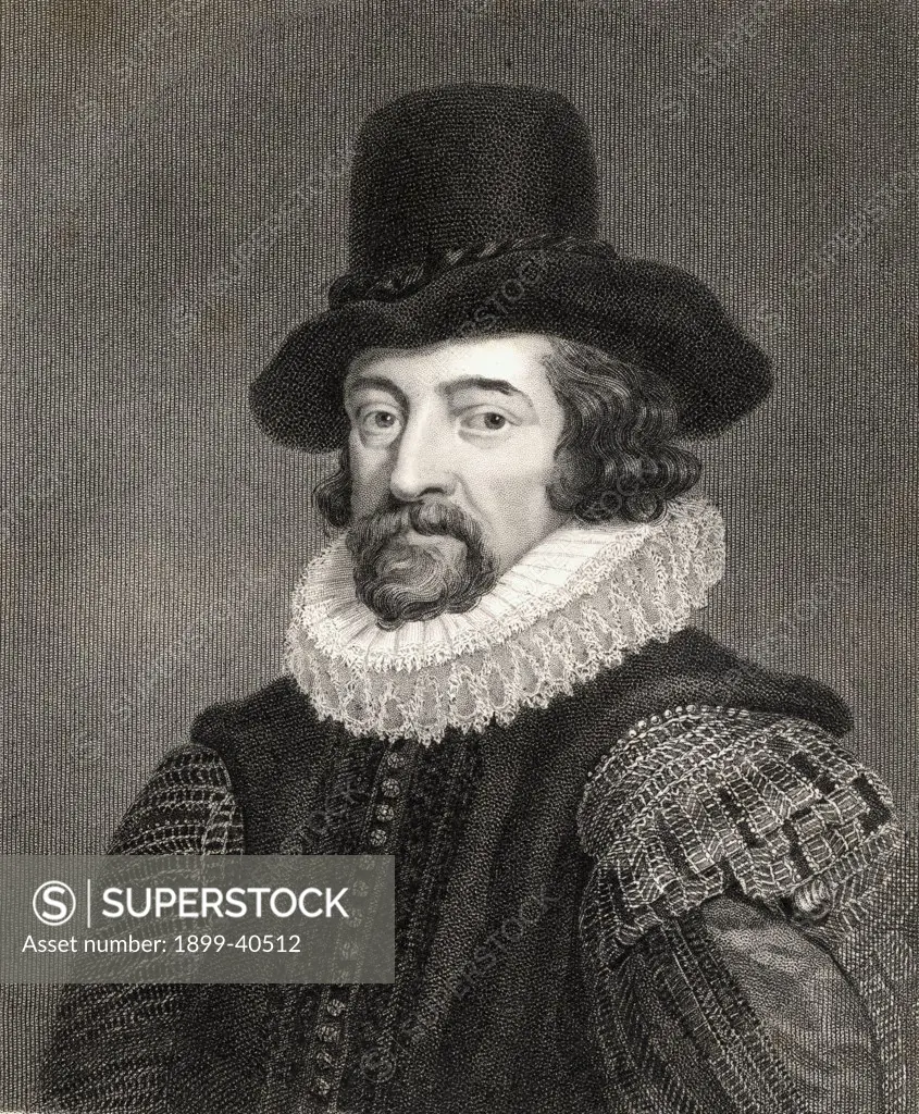 Francis Bacon Viscount St. Alban, 1561-1626. English lawyer,statesman and philosopher. From the book 'Lodge's British Portraits' published London 1823.