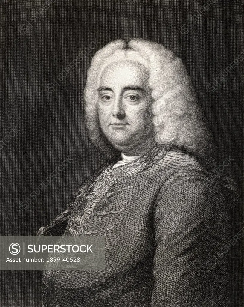 George Frideric Handel, 1685-1759. German born English composer of the late Baroque era. From the book 'Gallery of Portraits' published London 1833.