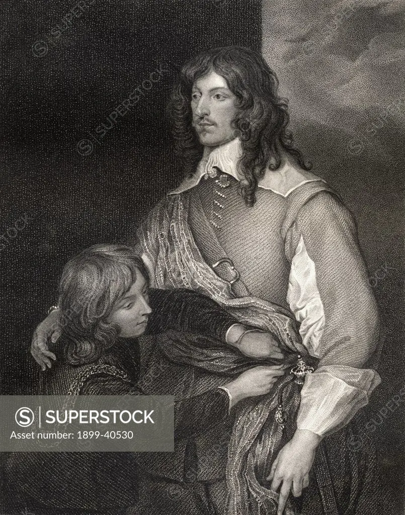 Lord George Goring 1608-1657. English Royalist Baron Goring General of Horse From the book 'Lodge's British Portraits' published London 1823.