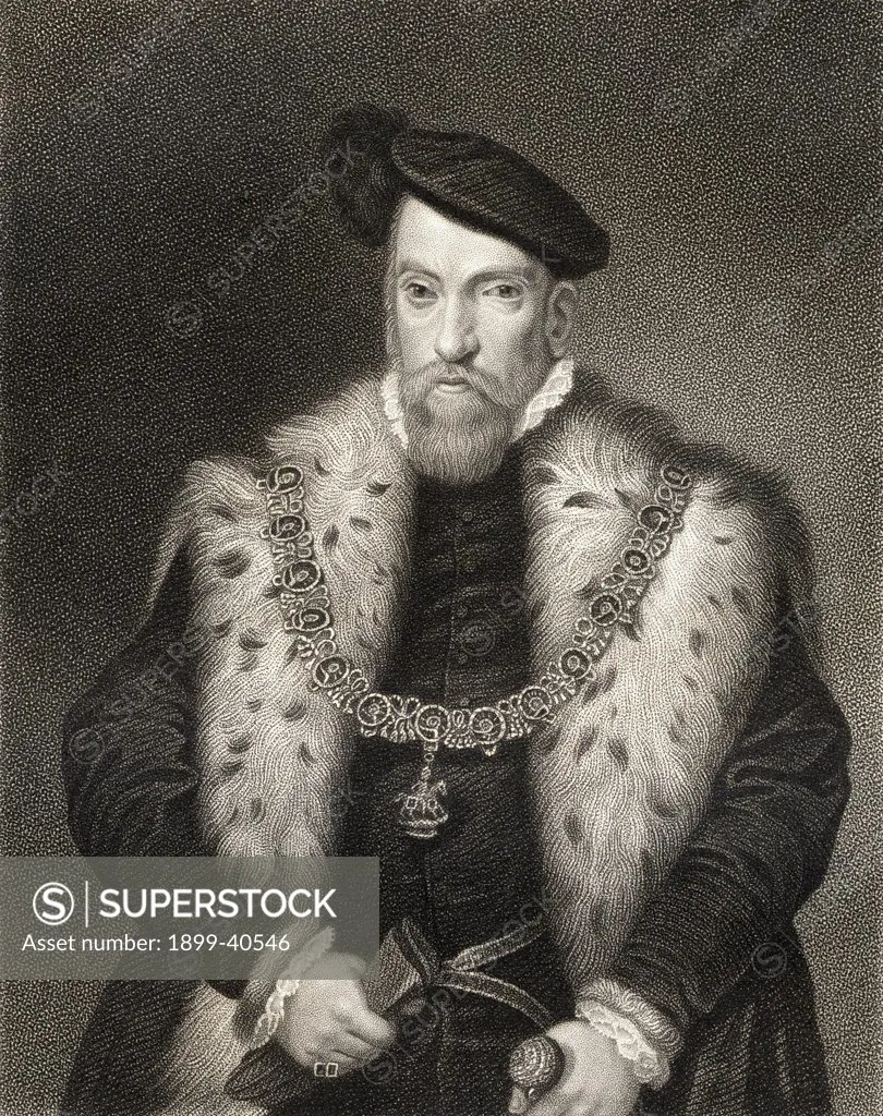 Henry Fitzalan 12th Earl of Arundel, c1512-1580. Prominent English lord implicated in Roman Catholic conspiracies against Elizabeth I. From the book 'Lodge's British Portraits' published London 1823.