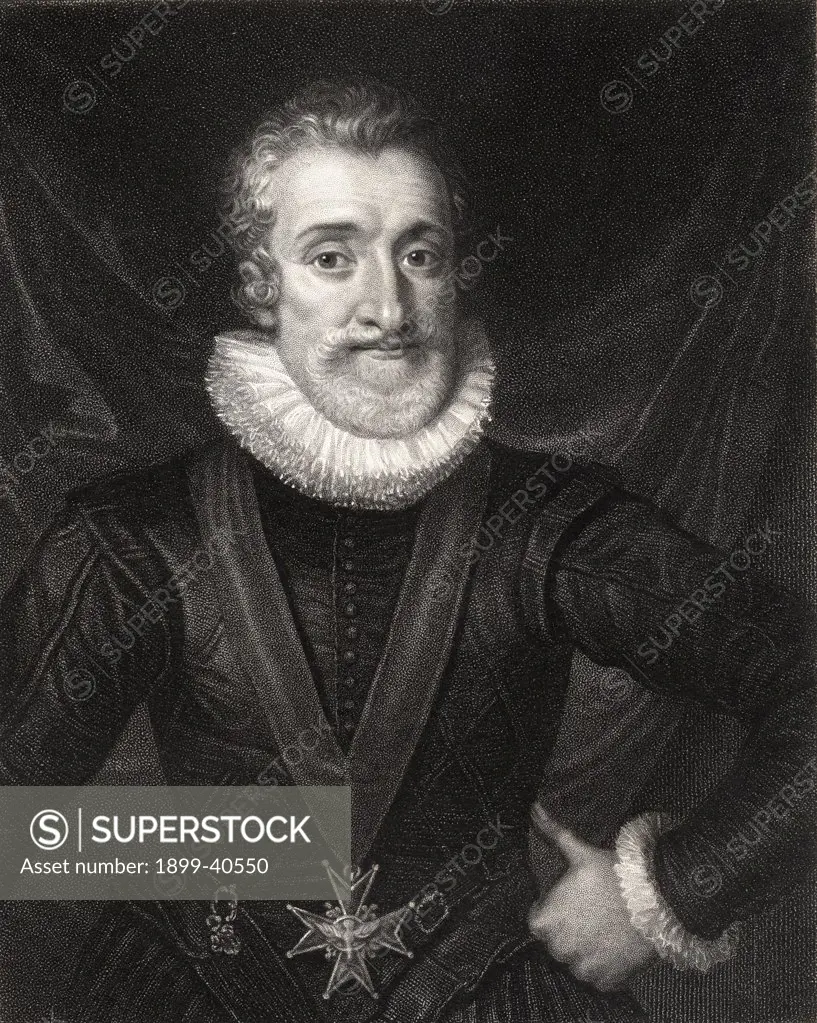 Henry IV, aka Henry of Navarre or Bourbon, 1553-1610. King of Navarre (as Henry III) 1572-89. First Bourbon king of France, 1589-1610. From the book 'Gallery of Portraits' published London 1833.