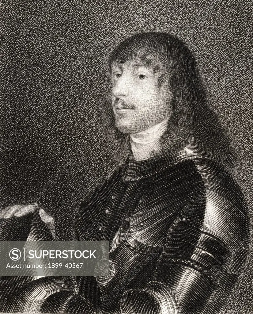 James Stanley 7th. Earl of Derby, 1607-1651, aka Baron Strange, byname Great Earl of Derby. Prominent Royalist. From the book 'Lodge's British Portraits' published London 1823.