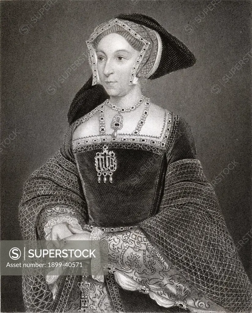 Jane Seymour 1509-1537. Third wife of Henry VIII of England. From the book 'Lodge's British Portraits' published London 1823.