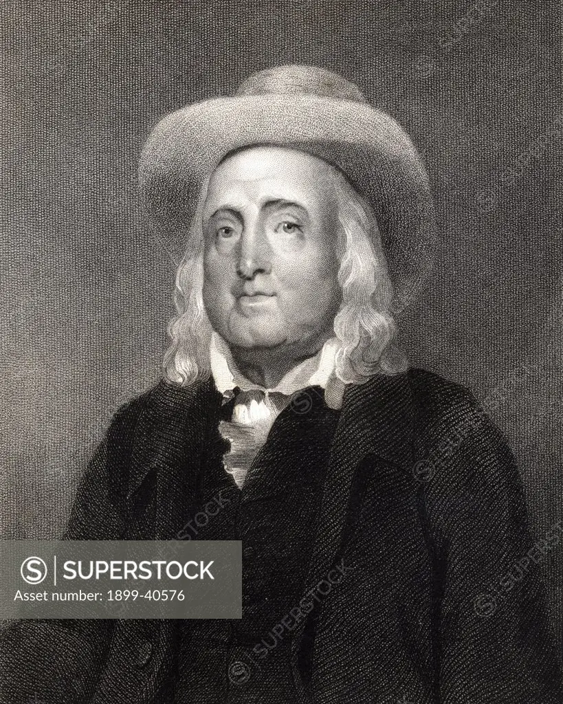 Jeremy Bentham 1748-1832. English philosopher,economist and theoretical jurist. From the book 'Gallery of Portraits' published London 1833.