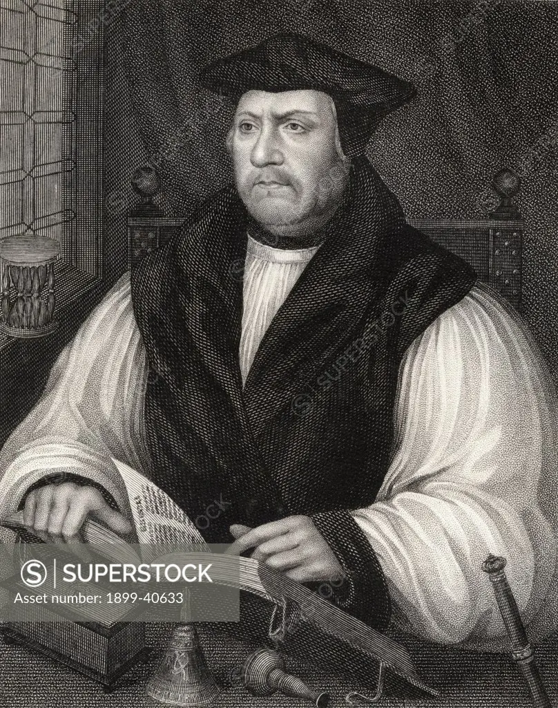 Matthew Parker 1504-1575. Anglican archbishop of Canterbury 1559-75. From the book 'Lodge's British Portraits' published London 1823.