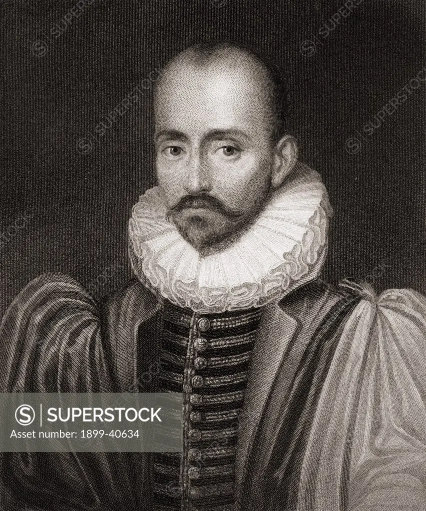 Michel Eyquem de Montaigne 1533-1592. French writer. From the book 'Gallery of Portraits' published London 1833.