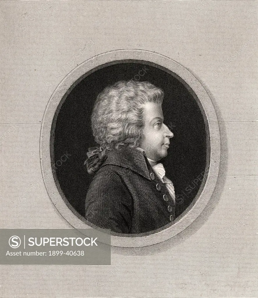 Wolfgang Amadeus Mozart 1756-1791. German composer. From the book 'Gallery of Portraits' published London 1833.