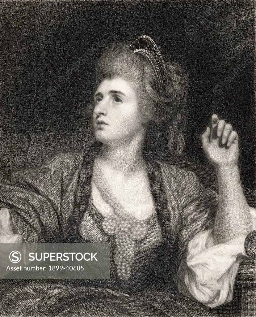 Sarah Siddons nee Kemble, 1755-1831. One of the greatest English tragic actresses. From the book 'Gallery of Portraits' published London 1833.