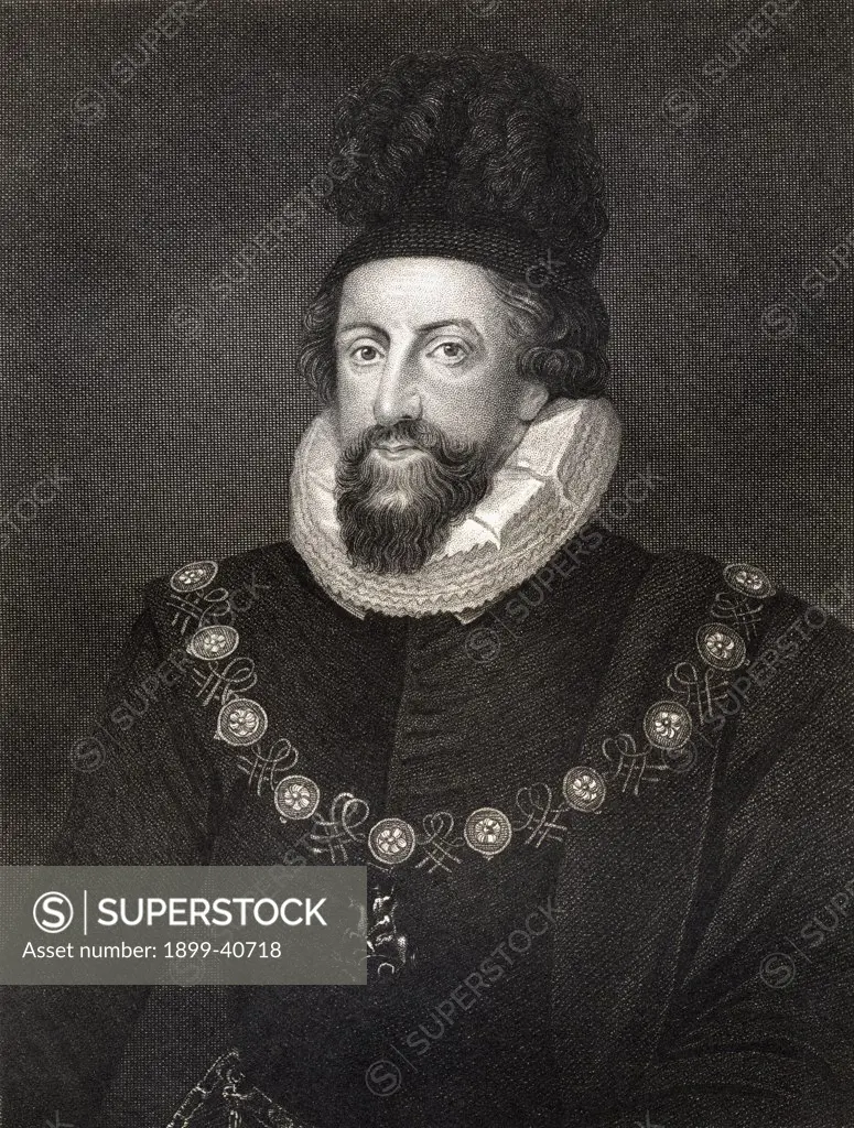 Thomas Howard 1st Earl of Suffolk, Lord Howard of Walden, 1561-1626. An English commander during the attack of the Spanish Armada. From the book 'Lodge's British Portraits' published London 1823.