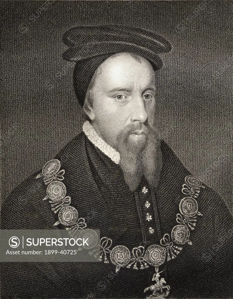 Thomas Stanley, 1st. Earl of Derby, aka 2nd Baron Stanley 1435-1504 King of Mann and an English nobleman Prominent figure in later stage of England's Wars of the Roses. From the book 'Lodge's British Portraits' published London 1823.