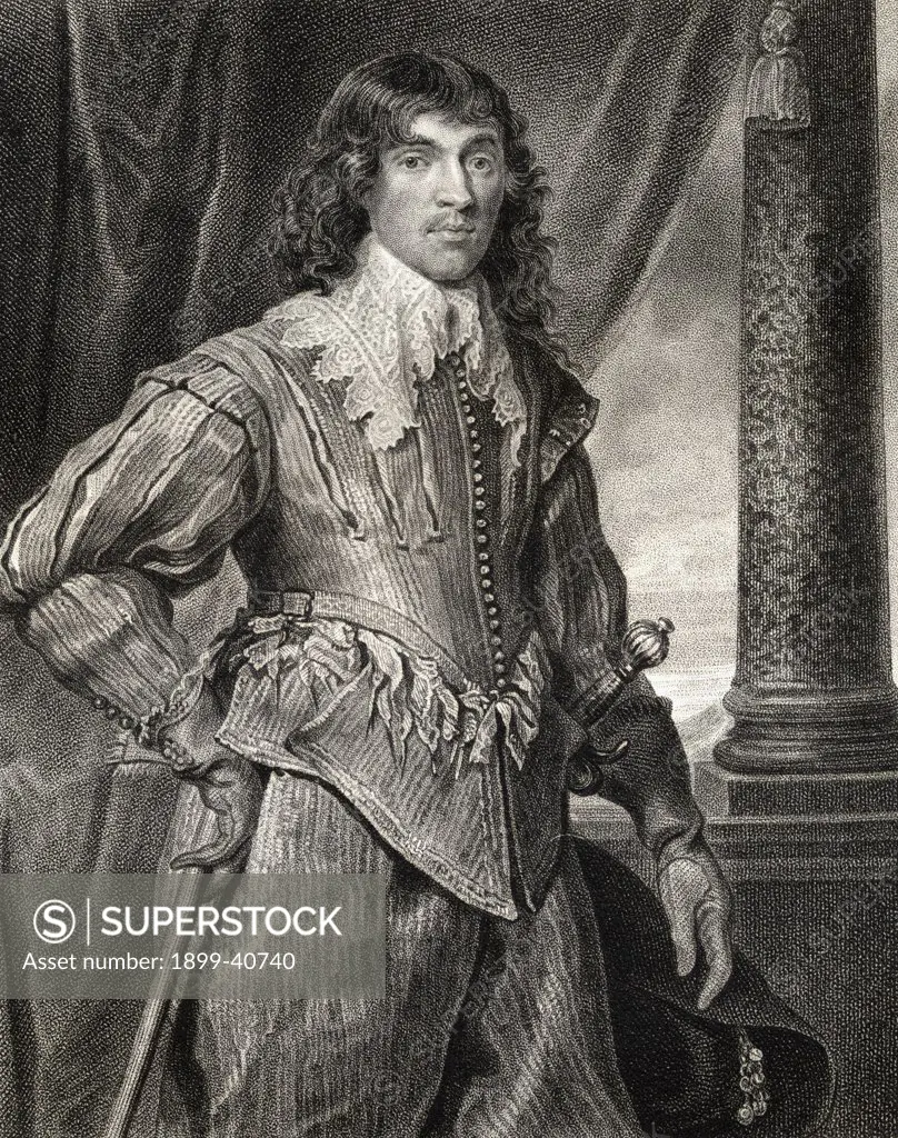 William Hamilton 2nd Duke of Hamilton, Earl of Cambridge, Earl of Lanark, 1616-1651. Scottish Royalist during English Civil Wars. From the book 'Lodge's British Portraits' published London 1823. 