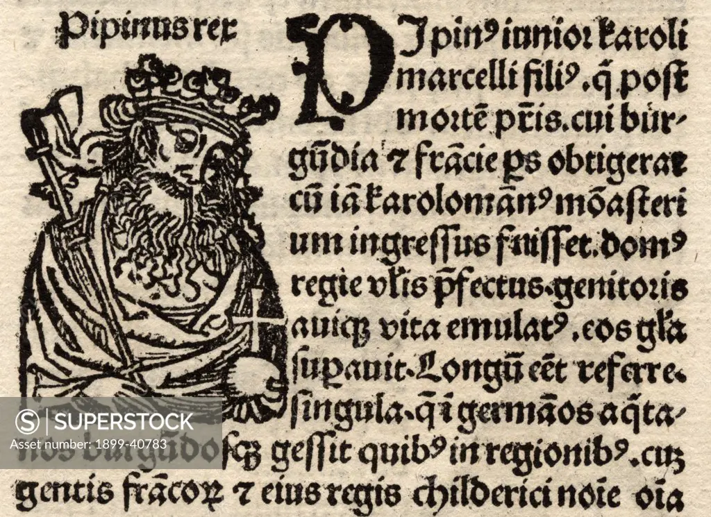 Detail from original incunable leaf in Latin from 'Hartmut Schedel:Liber Chronicorum' Printed by Schoensperger in 1497.