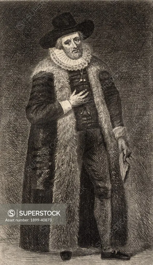 Edward Alleyn, 1566-1626. Elizabethan actor and founder of Dulwich College. Frontspiece to the book ""The Best Plays of the Old Dramatists. Christopher Marlowe"".Etched by E. Bocourt. Published London, 1887.