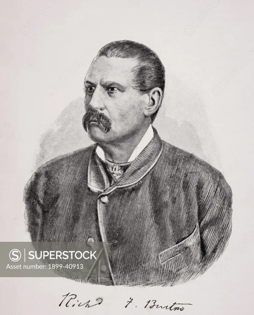 Sir Richard Francis Burton, 1821-1890. British explorer, translator, writer, soldier, orientalist, ethnologist, linguist, poet, hypnotist, fencer and diplomat. Painted in 1880. From the book The Life of Captain Sir Richard Burton, volume II, by his wife Isabel Burton, published 1893.