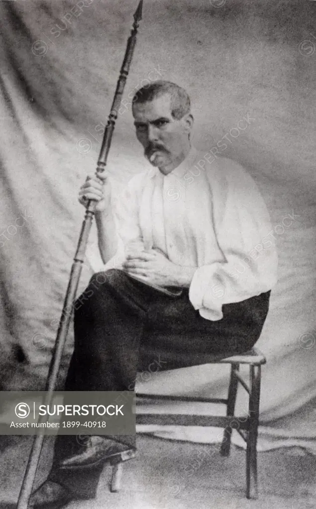 Sir Richard Francis Burton, 1821-1890, in his tent in Africa. British explorer, translator, writer, soldier, orientalist, ethnologist, linguist, poet, hypnotist, fencer and diplomat. From the book The Life of Captain Sir Richard Burton, volume I, by his wife Isabel Burton, published 1893.