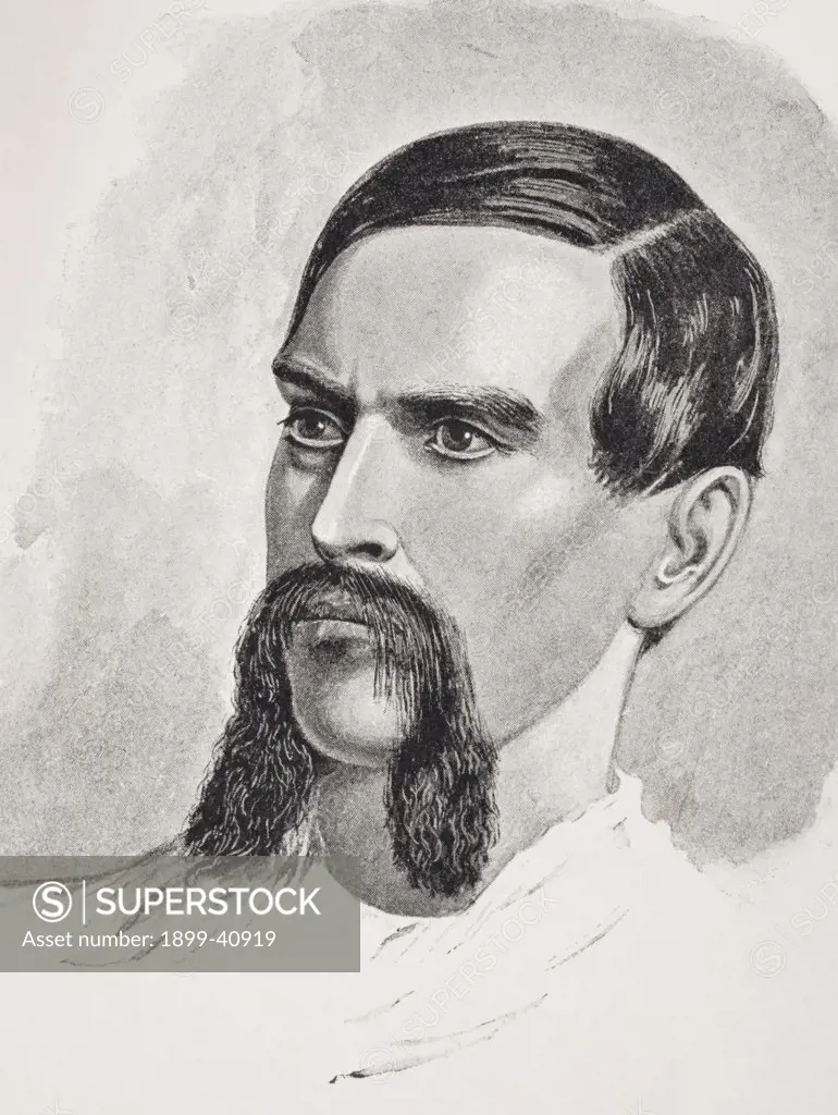 Sir Richard Francis Burton, 1821-1890 British explorer, translator, writer, soldier, orientalist, ethnologist, linguist, poet, hypnotist, fencer and diplomat. Portrait presented to him with his wifes portrait as a wedding gift by Louis Desanges. From the book The Life of Captain Sir Richard Burton, volume I, by his wife Isabel Burton, published 1893.