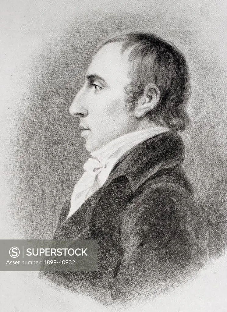 William Wordsworth, 1770-1850. English poet. Drawn in 1798 by Hancock. From the book The Life of Charles Lamb Volume I by E V Lucas published 1905.