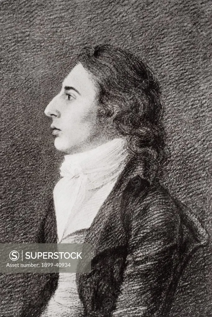 Robert Southey, 1774-1843. English poet of the romantic school and Poet Laureate. Drawn in 1798 by Hancock. From the book The Life of Charles Lamb Volume I by E V Lucas published 1905.