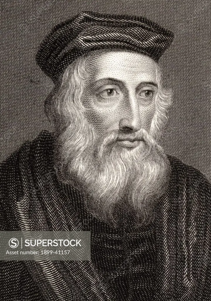 John Wycliffe, also spelled Wycliff, Wyclif,Wicliffe, Wiclif, c.1330-1384, English theologian, philosopher and church reformer.19th century print engraved by Edward Smith from an original painting.