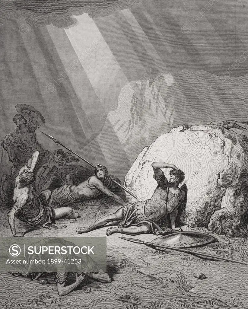 Engraving from The Dore Bible illustrating Acts ix 1 to 6 The Conversion of St Paul by Gustave Dore 1832-1883 French artist and illustrator