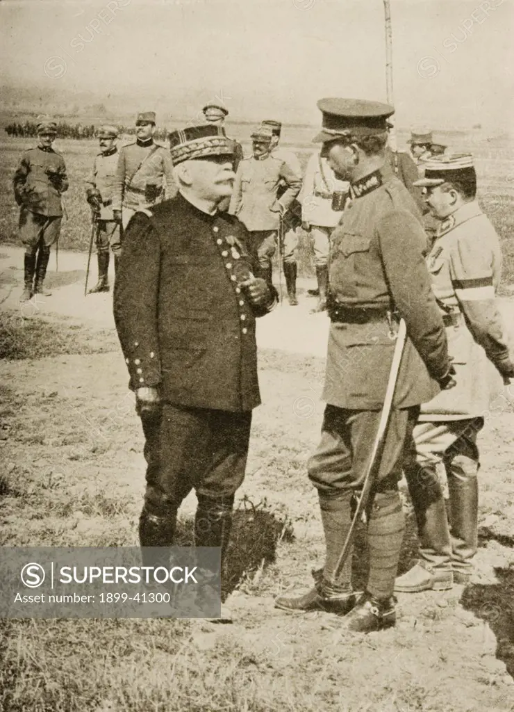 The National Heroes of France and Belgium: a meeting at the Front between General Joffre (on the left) and King Albert.