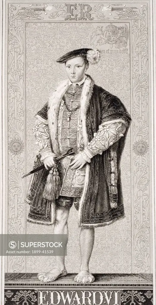 Edward VI, 1537-1553. King of England and Ireland. Engraved by T. Brown after J.L. Williams. From the book 'Illustrations of English and Scottish History' Volume 1