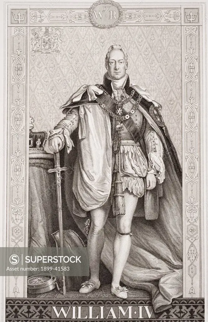 William IV 1765-1837. King of Great Britain and Ireland and King of Hanover 1830-1837. Engraved by A Krausse drawn by J L Williams after Sir David Wilkie. From the book 'Illustrations of English and Scottish History' Volume II