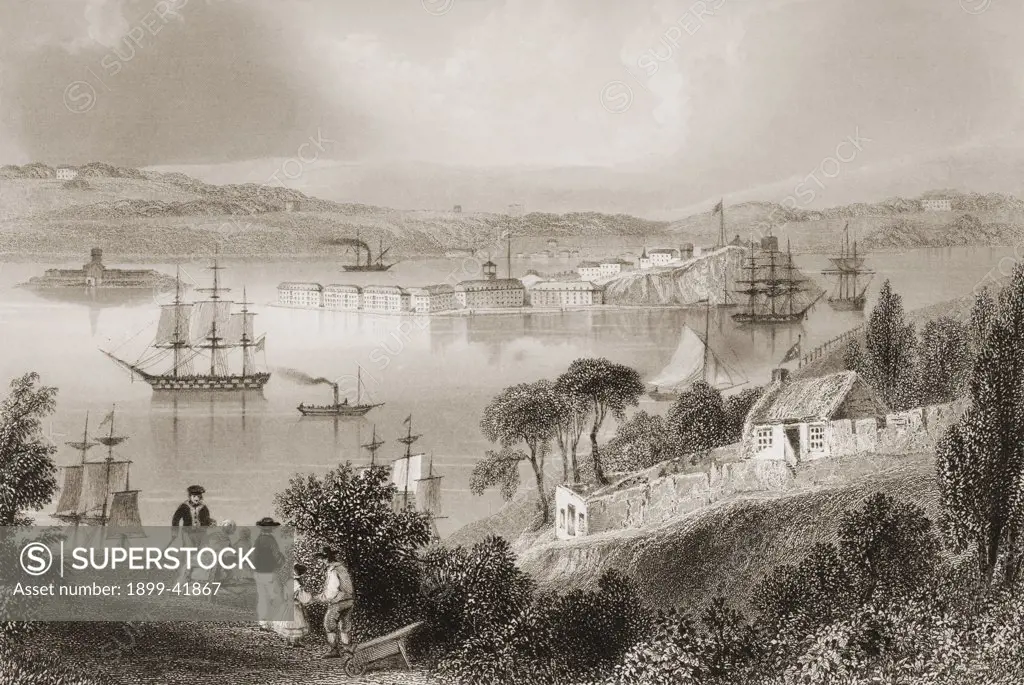 The Cove of Cork, from Admiralty grand, County Cork, Ireland. Drawn by W.H.Bartlett, engraved by R. Wallis. From 'The Scenery and Antiquities of Ireland' by N.P.Willis and J.Stirling Coyne.Illustrated from drawings by W.H.Bartlett. Published London c.1841.