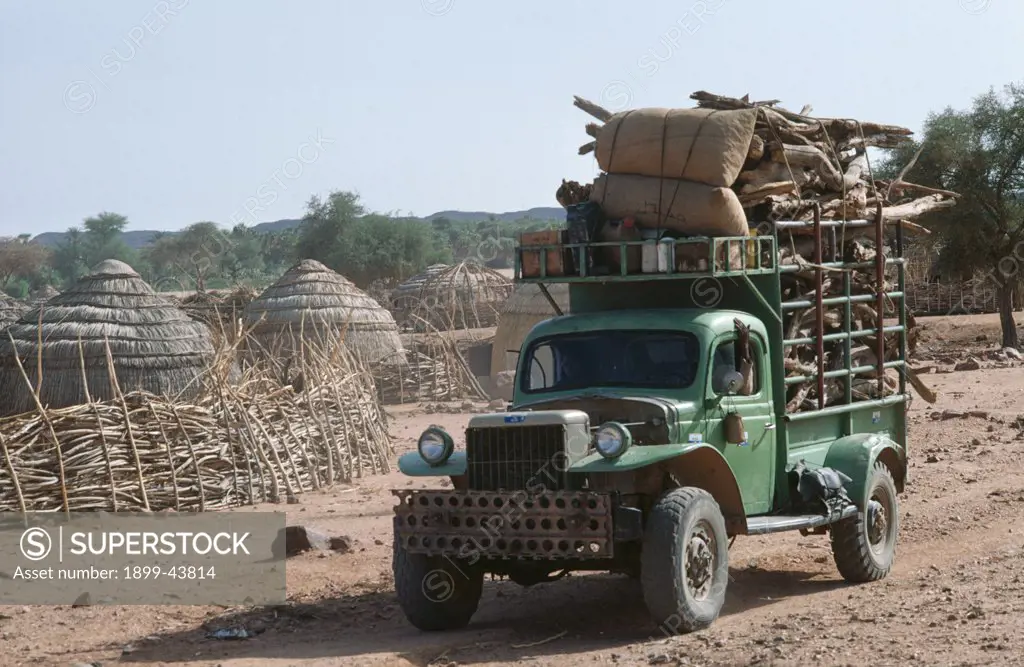 FUEL WOOD, NIGER (West Africa). Tahoua Village. Fuel wood being taken to market. In much of the Sahel trees are being cut down four times faster than they grow. . 
