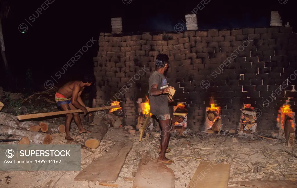 BRICK MAKING, BRAZIL. Amazon, Maraba. Brick furnaces fueled with mahogany. . 