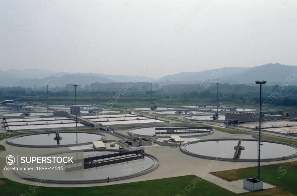 ITALY, Turin. Consorzio Po Sangne Sewage works. . This is the biggest of its kind in Italy ans processes the sewage produced by Turins 3,000,000 inhabitants. It is relatively inneficient, only reducing phosphorus, which causes eutrophication by 15%. 
