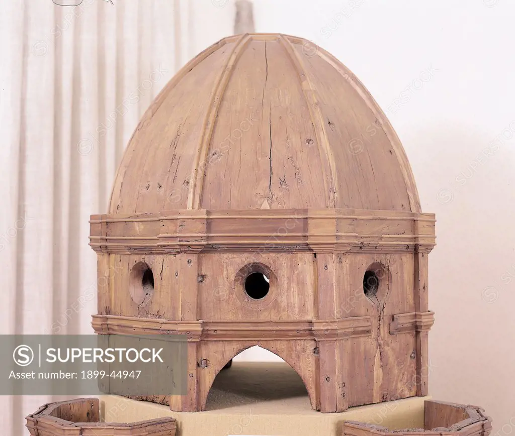 A Model of the Dome, by attributed Brunelleschi Filippo, 15th Century, wood. Italy: Tuscany: Florence: Opera di Santa Maria del Fiore Museum. Whole artwork. Model summit dome