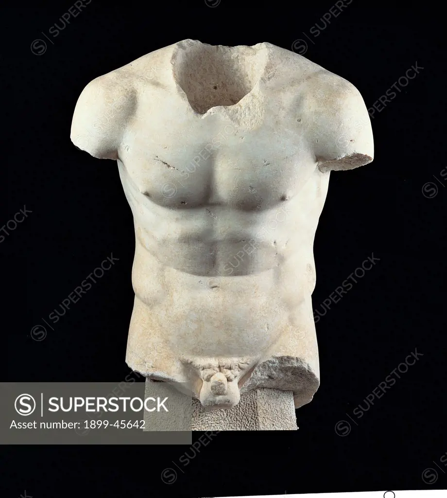 Male Torso, by Unknown artist, Unknow, . Italy: Lazio: Rome: Palazzo Massimo alle Terme. Whole artwork. Torso acephalous bust virile/masculine chest